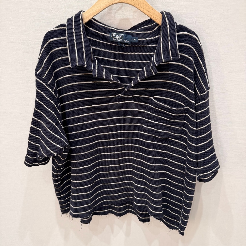 Vintage POLO by Ralph Lauren Navy Striped Women's Top